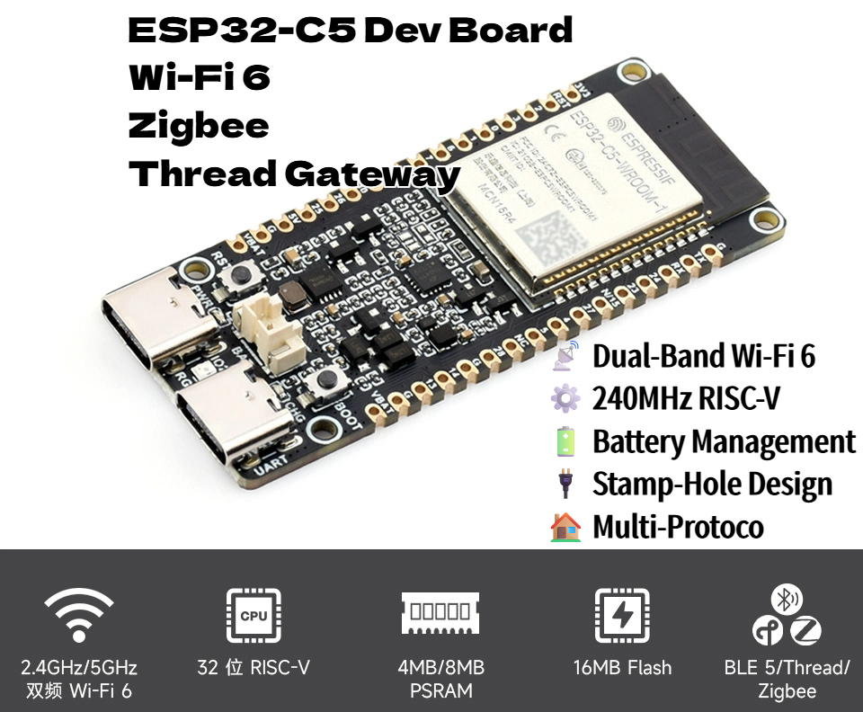 ESP32-C5 Dual-Band Wi-Fi 6 & B - Matter Hub Thread review and price